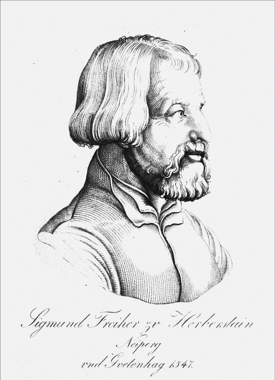 Puolan ja Venäjän suurlähettilään paroni Sigmund von Herbersteinin muotokuva, 1547 tekijältä Unbekannt