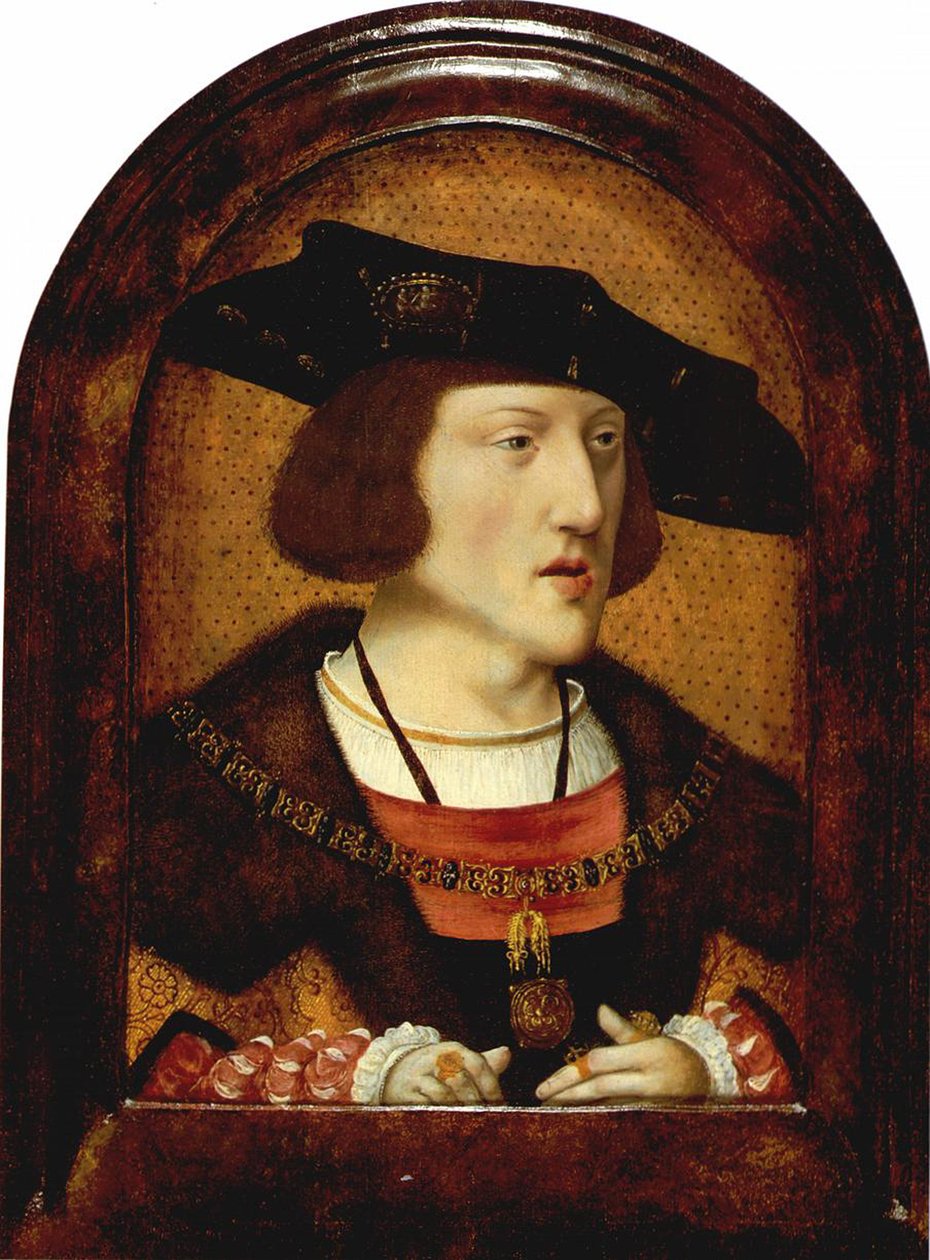 Espanjalaisen Kaarle V:n muotokuva 1500-1558, n. 1520 tekijältä Unbekannt