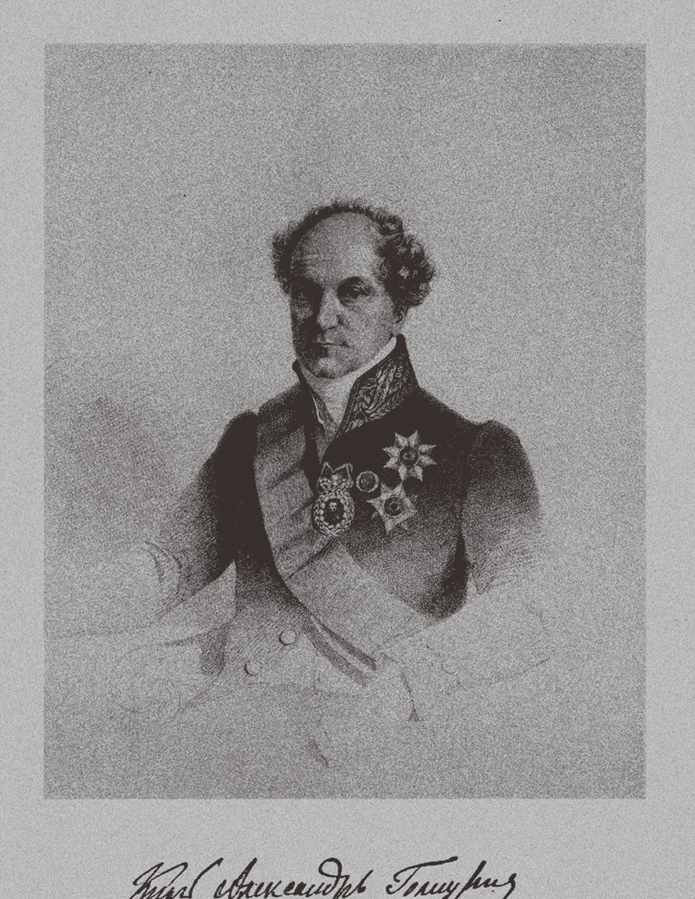 Kreivi Aleksanteri Nikolajevitš Golitsynin muotokuva 1773-1844, n. 1840 tekijältä Unbekannt