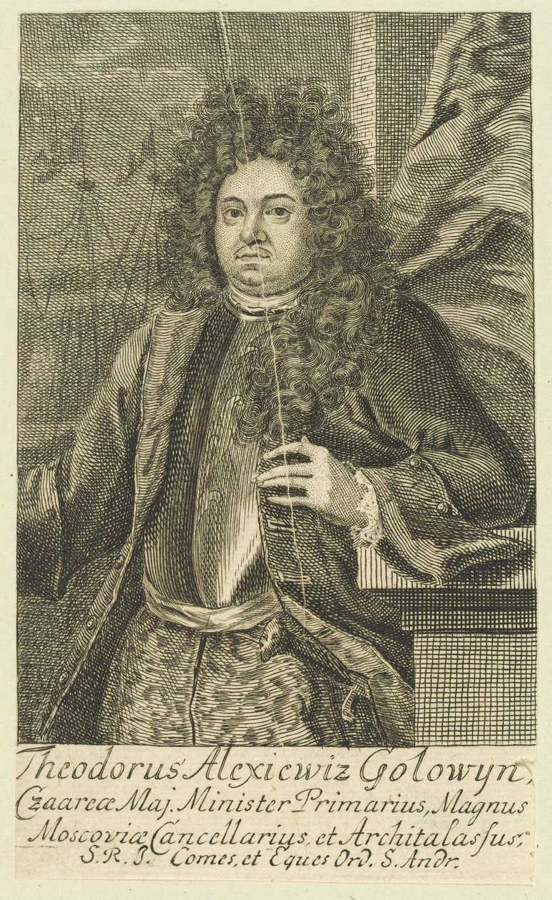 Muotokuva kreivi Feodor Aleksejevitš Golovinista 1650-1706, 1706. tekijältä Unbekannt