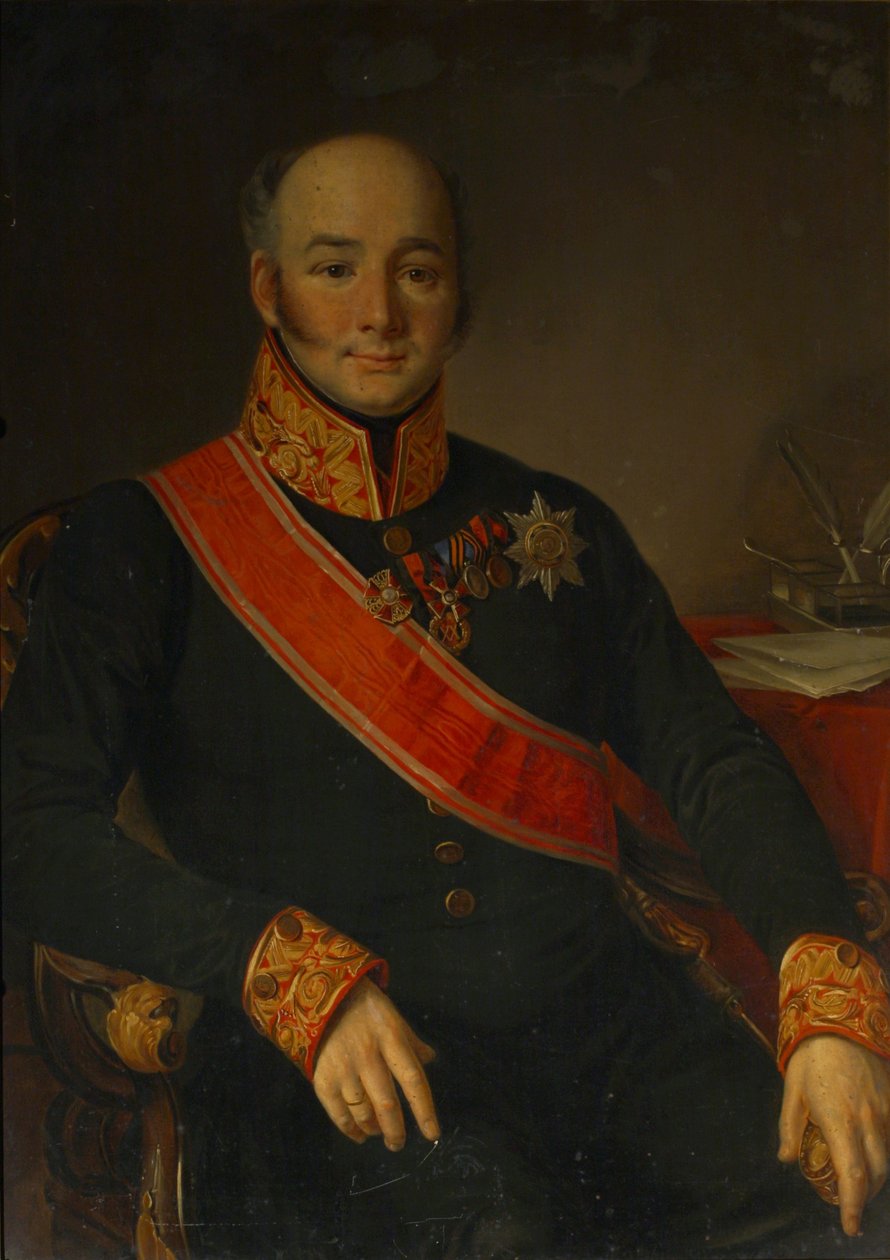 Kreivi Vasili Olsufjevin muotokuva 1796-1858, 1830-1840 tekijältä Unbekannt