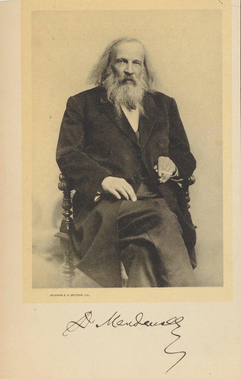 Dmitri Mendelejevin muotokuva, n. 1900. tekijältä Unbekannt