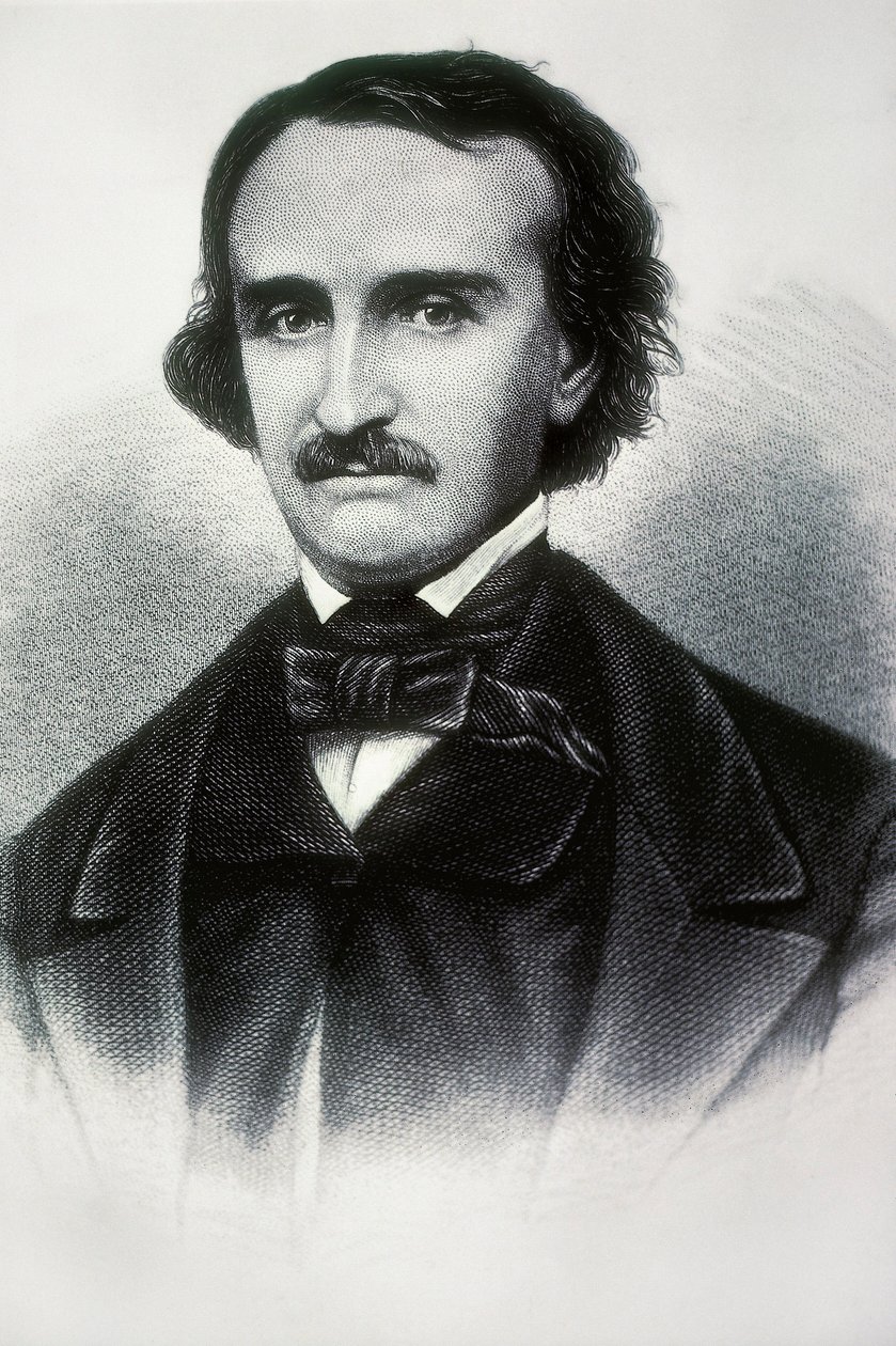 Muotokuva Edgar Allan Poesta (1809-1849), yhdysvaltalaisesta kirjailijasta. Kaiverrus 1800-luvulta. tekijältä Unbekannt