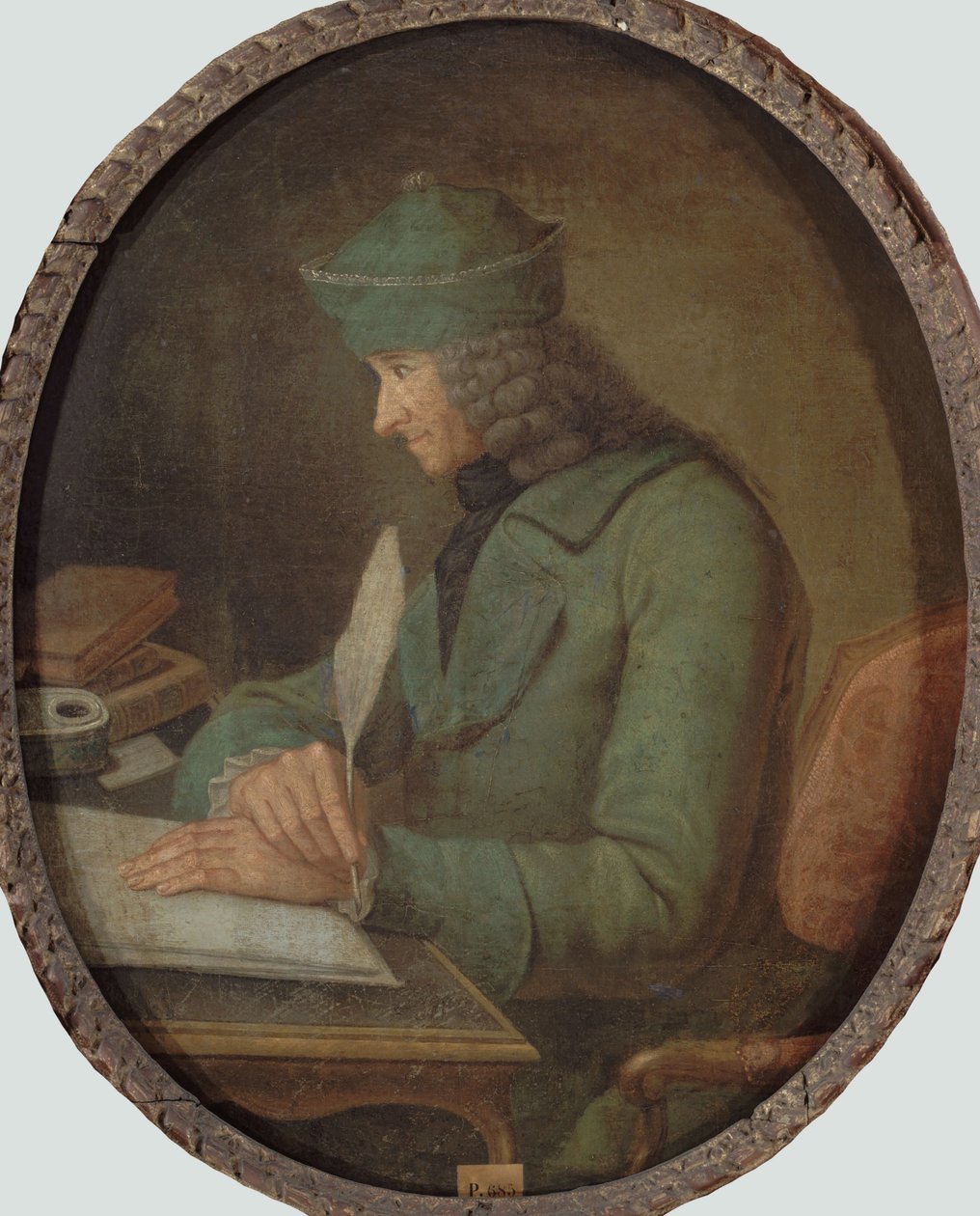 Francois Marie Arouet de Voltairen muotokuva 1694-1778 työhuoneessa, 1700-luvun 2. puolisko. tekijältä Unbekannt
