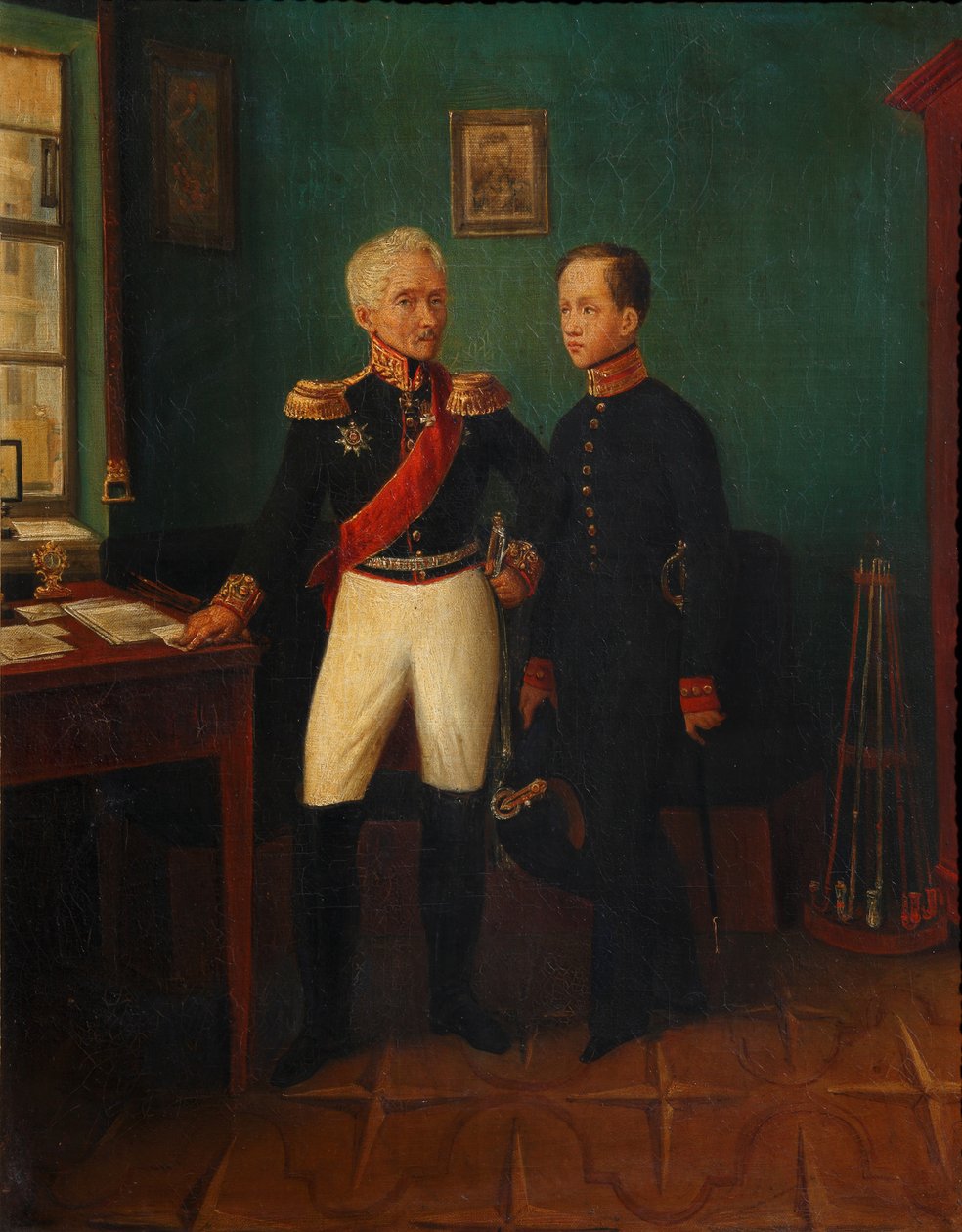 Kenraali Fjodor Grigorjevitš Friedrich August Goldgeuerin muotokuva 1771-1848 pojan Mihailin kanssa tekijältä Unbekannt