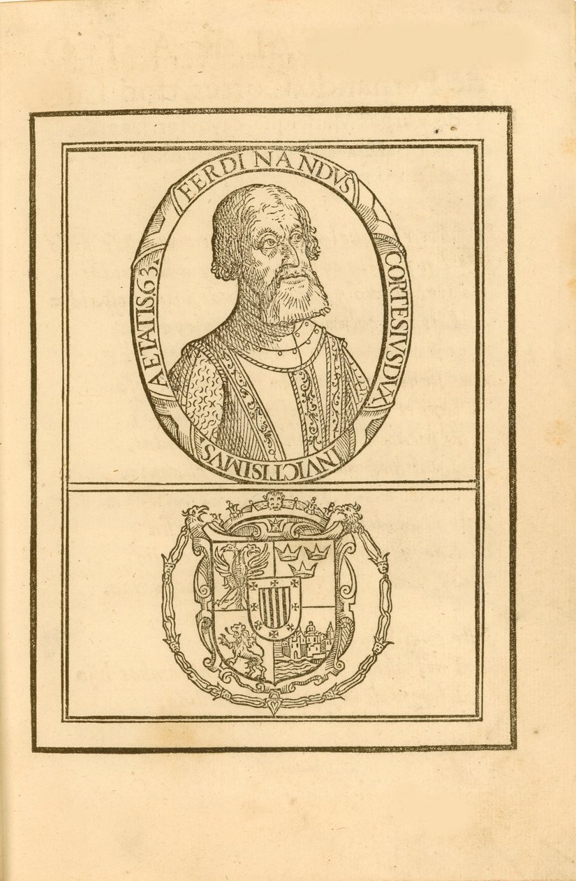 Hernán Cortésin muotokuva 1485-1547 vaakuna, 1588. tekijältä Unbekannt