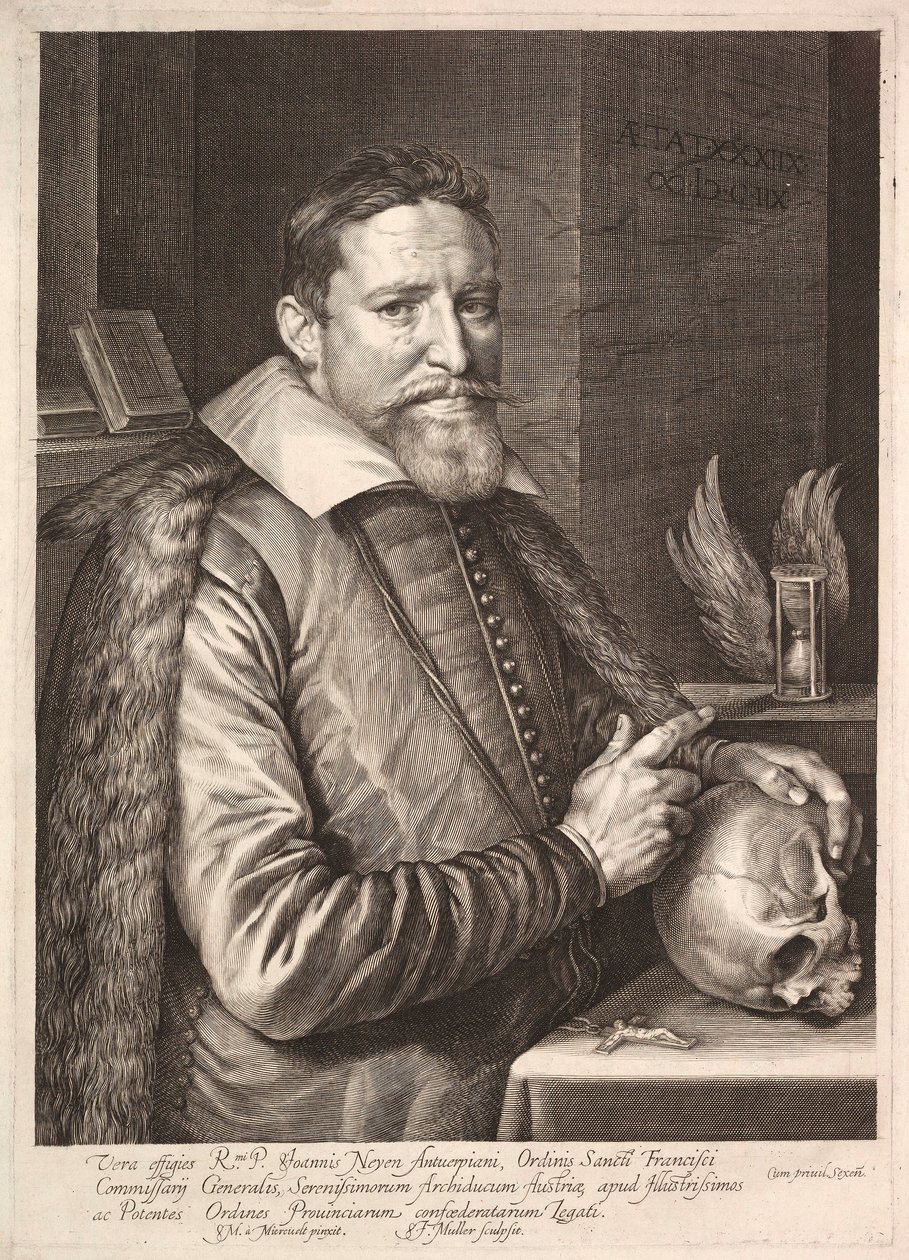 Fransiskaaniveljien ritarikunnan kenraalin, Trierin suurlähettilään Johannes Neyenin muotokuva, 1608. tekijältä Unbekannt