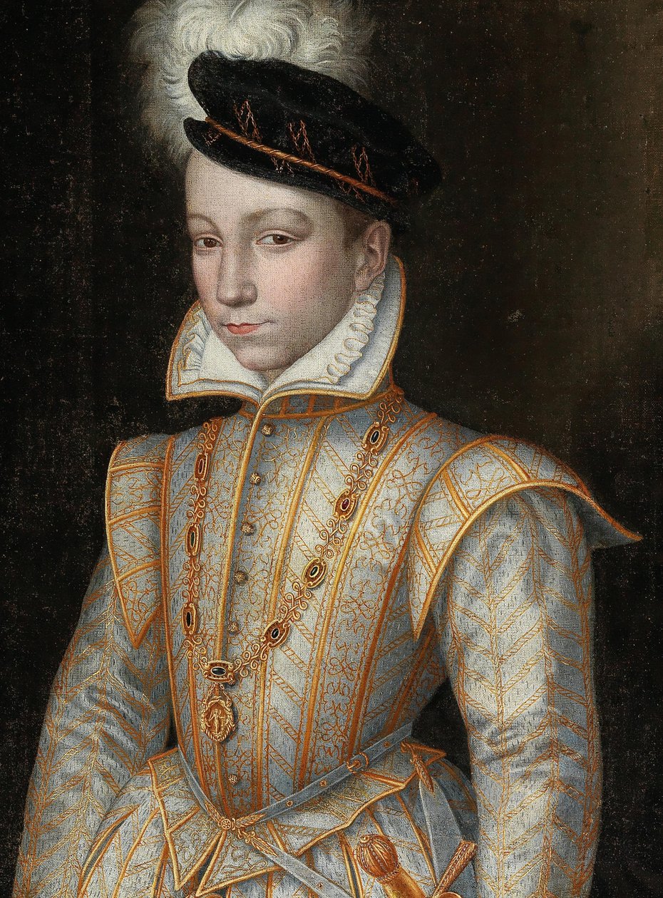 Ranskan kuninkaan Kaarle IX:n muotokuva 1550-1574, n. 1560. tekijältä Unbekannt