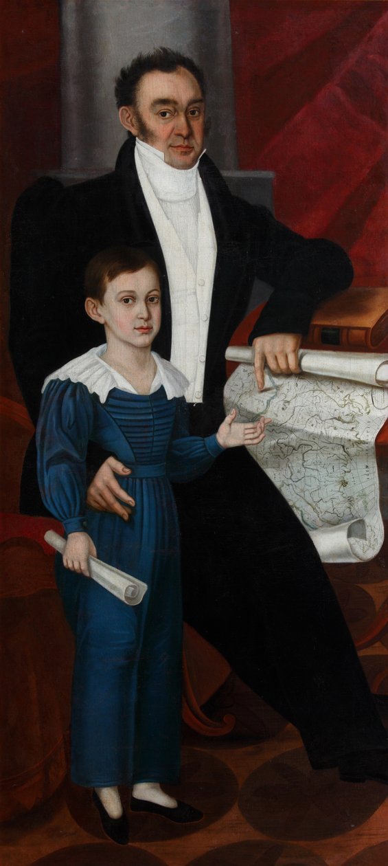 Muotokuva Konstantin Rogal-Levitskystä poika Philippin kanssa, n. 1830 tekijältä Unbekannt