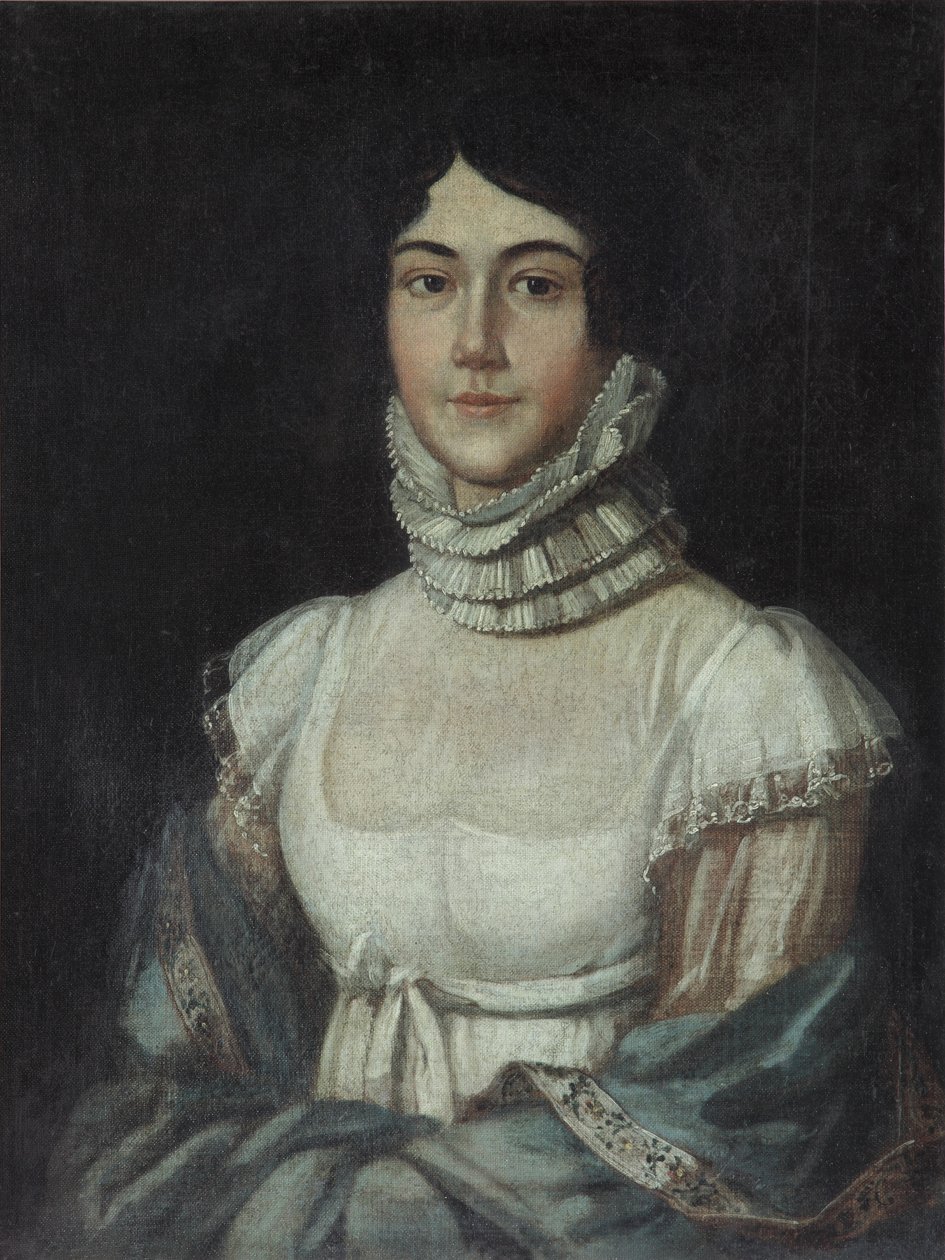 Maria Mikhailovna Lermontovan muotokuva 1795-1817, 1810-luku tekijältä Unbekannt