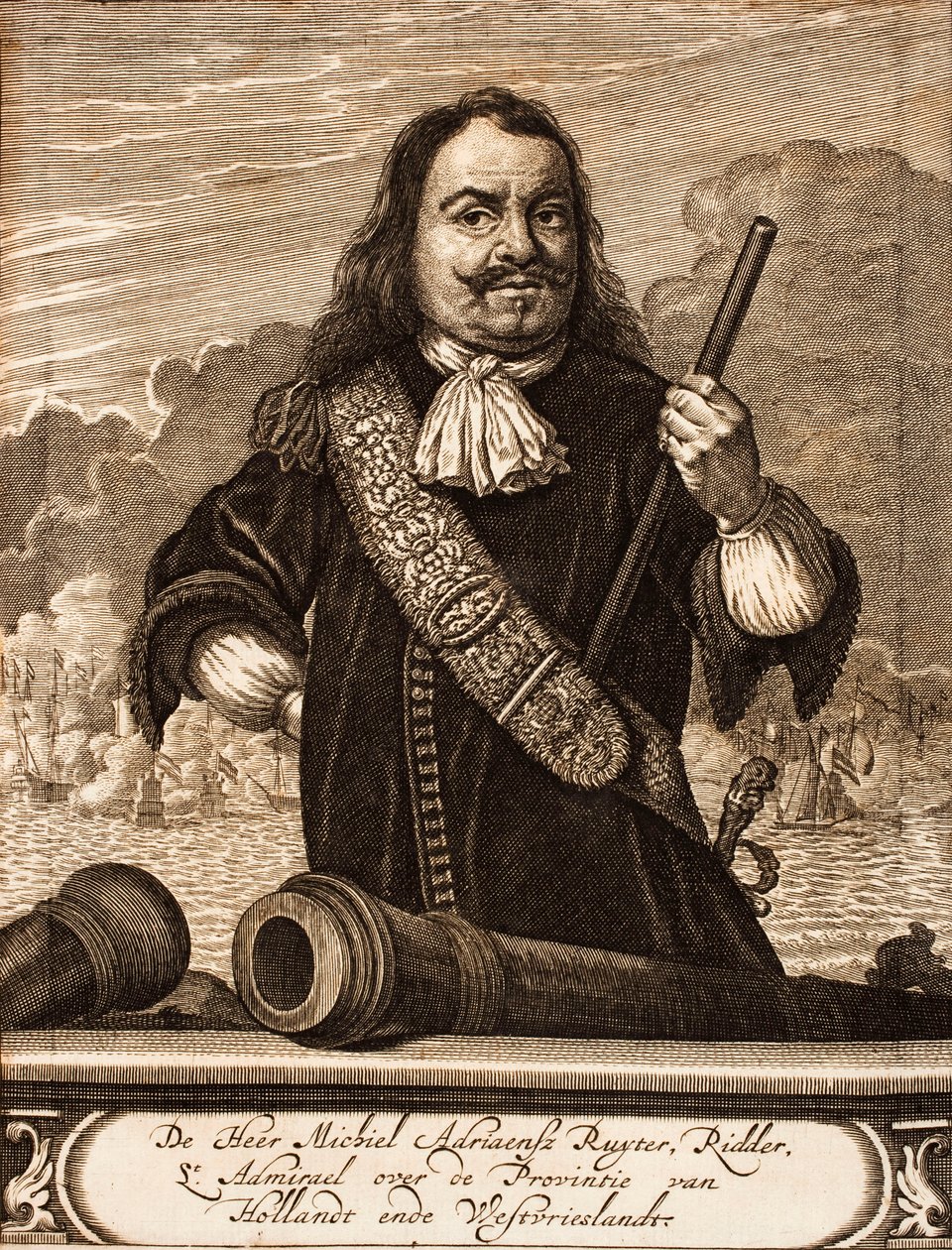 Muotokuva Michiel de Ruyterista 1607-1676 alkaen: Scene of War, 1675. tekijältä Unbekannt