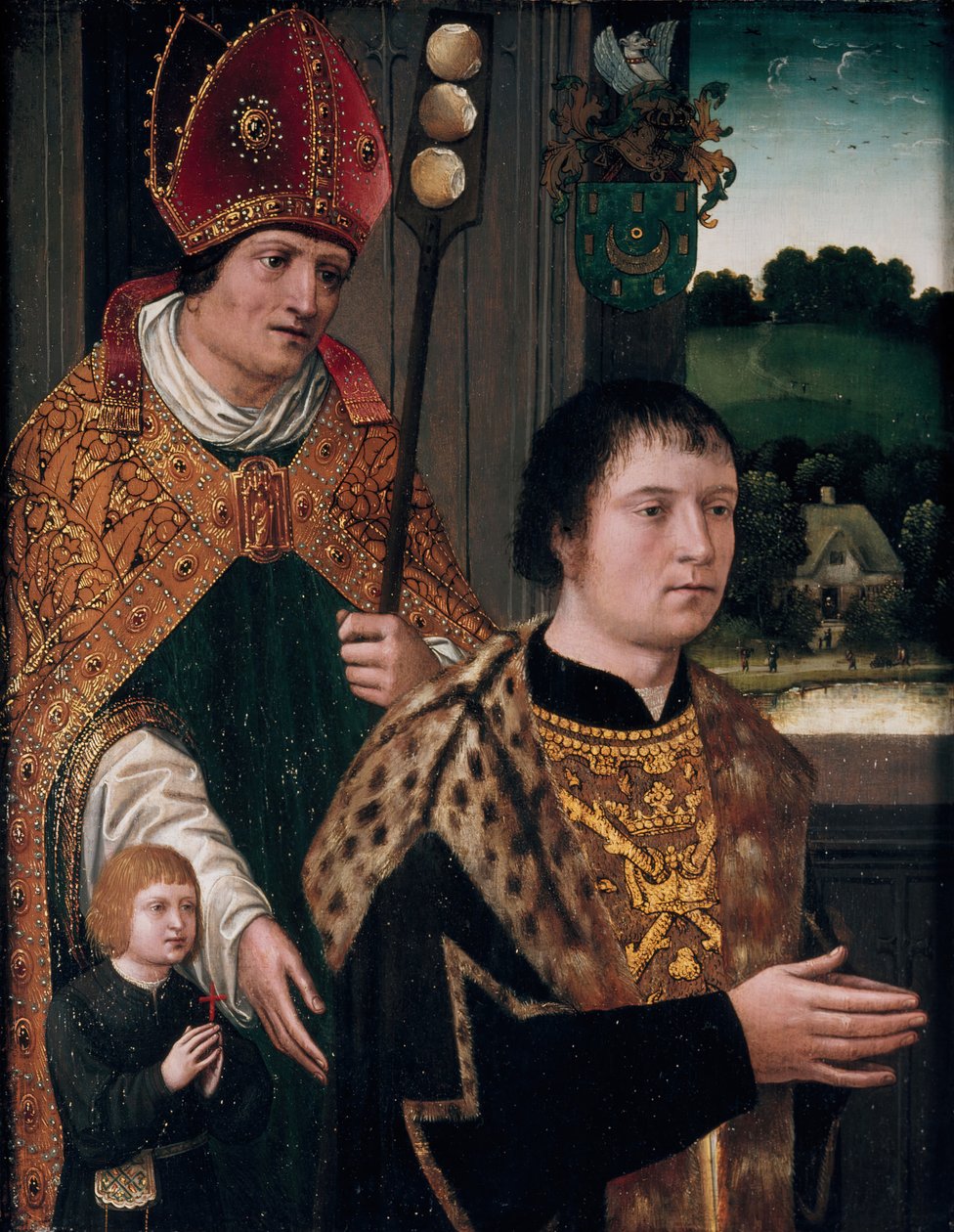 Nicholas Gaze ja hänen poikansa ja Pyhän Nikolauksen muotokuva, 1525. tekijältä Unbekannt