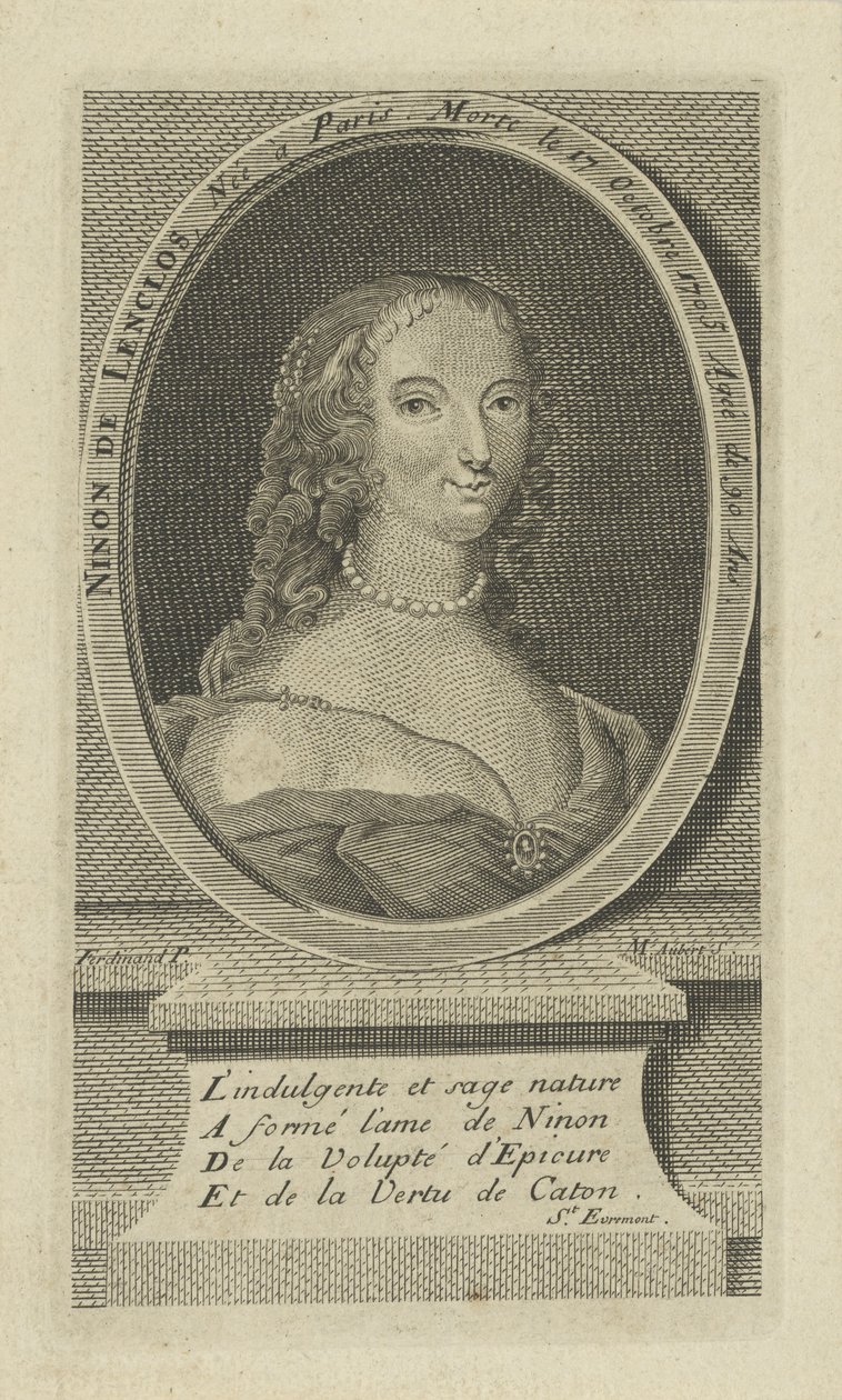 Ninon de Lenclosin muotokuva 1620-1705, noin 1730. tekijältä Unbekannt