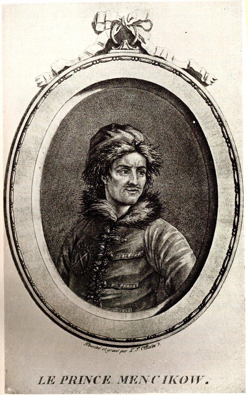 Prinssi Aleksandr Danilovich Menshikovin muotokuva 1673-1729 tekijältä Unbekannt