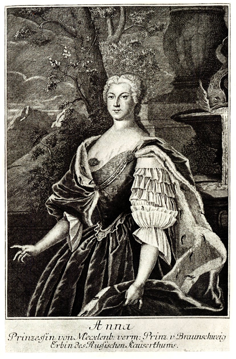 Prinsessa Anna Leopoldovnan muotokuva 1718-1746, tsaarit Ivan VI:n äiti tekijältä Unbekannt