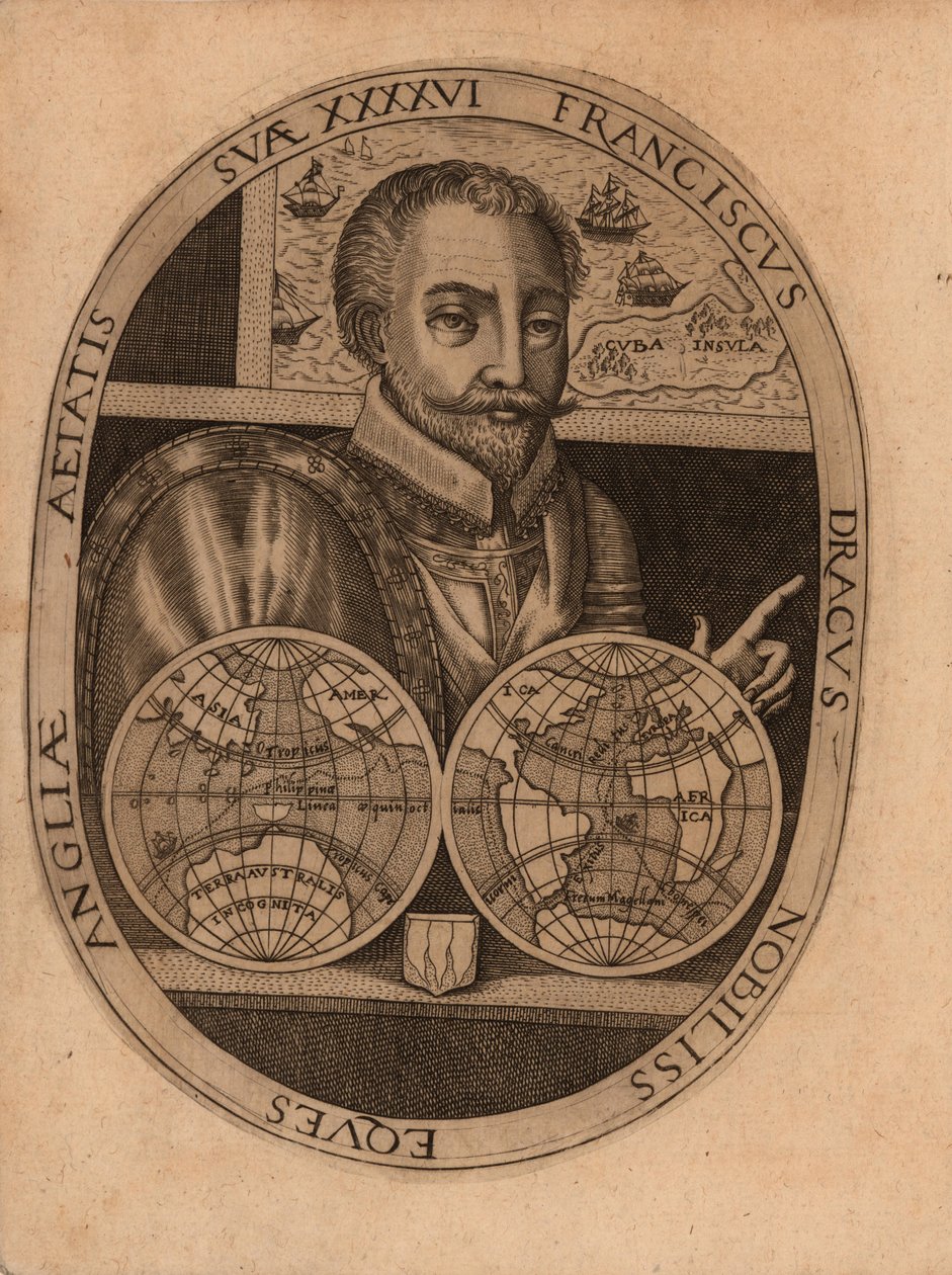 Sir Francis Draken muotokuva, 1596. tekijältä Unbekannt