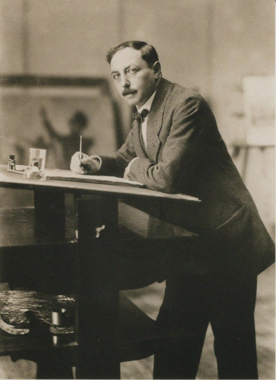 Thomas Theodor Heinen muotokuva 1867-1948 työhuoneessa, n. 1913. tekijältä Unbekannt