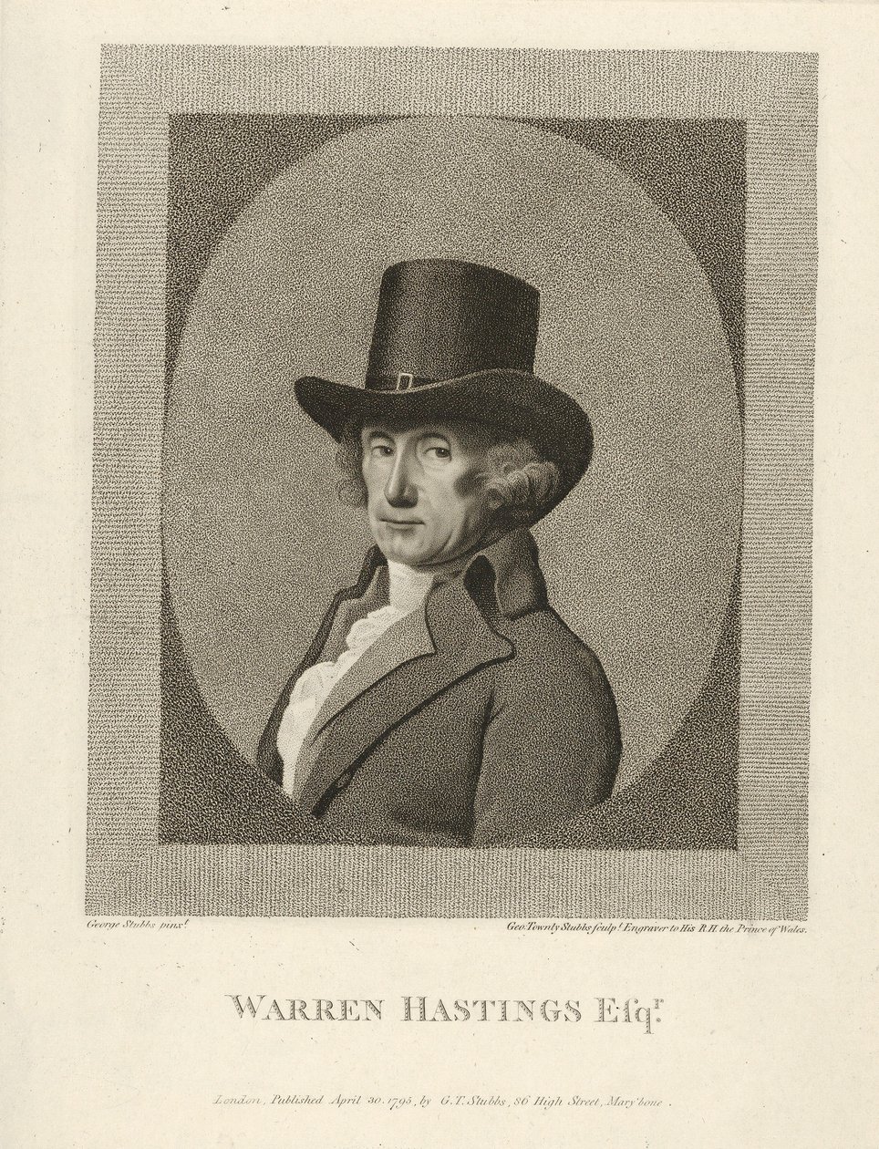 Warren Hastingsin muotokuva, Esq., pub. 1795. tekijältä Unbekannt