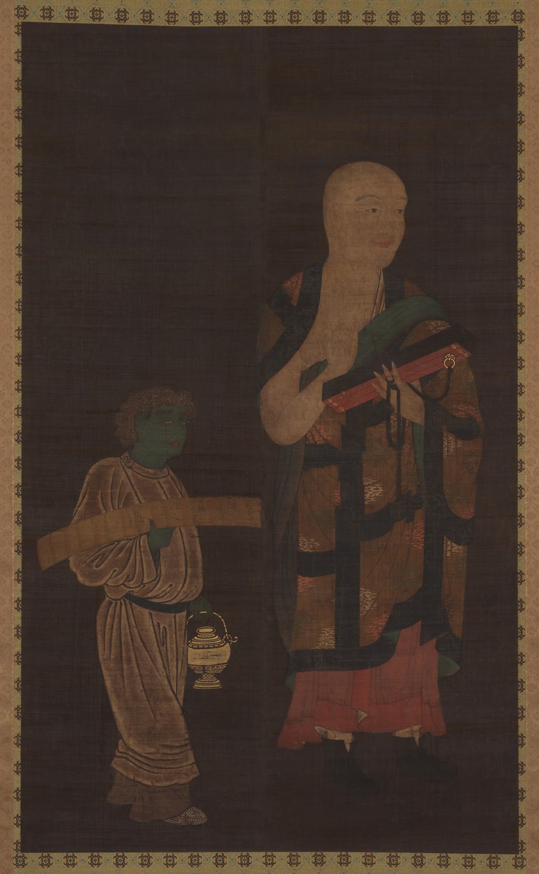 Xuanzang Genjon muotokuva avustajan kanssa, 1300-luku. tekijältä Unbekannt