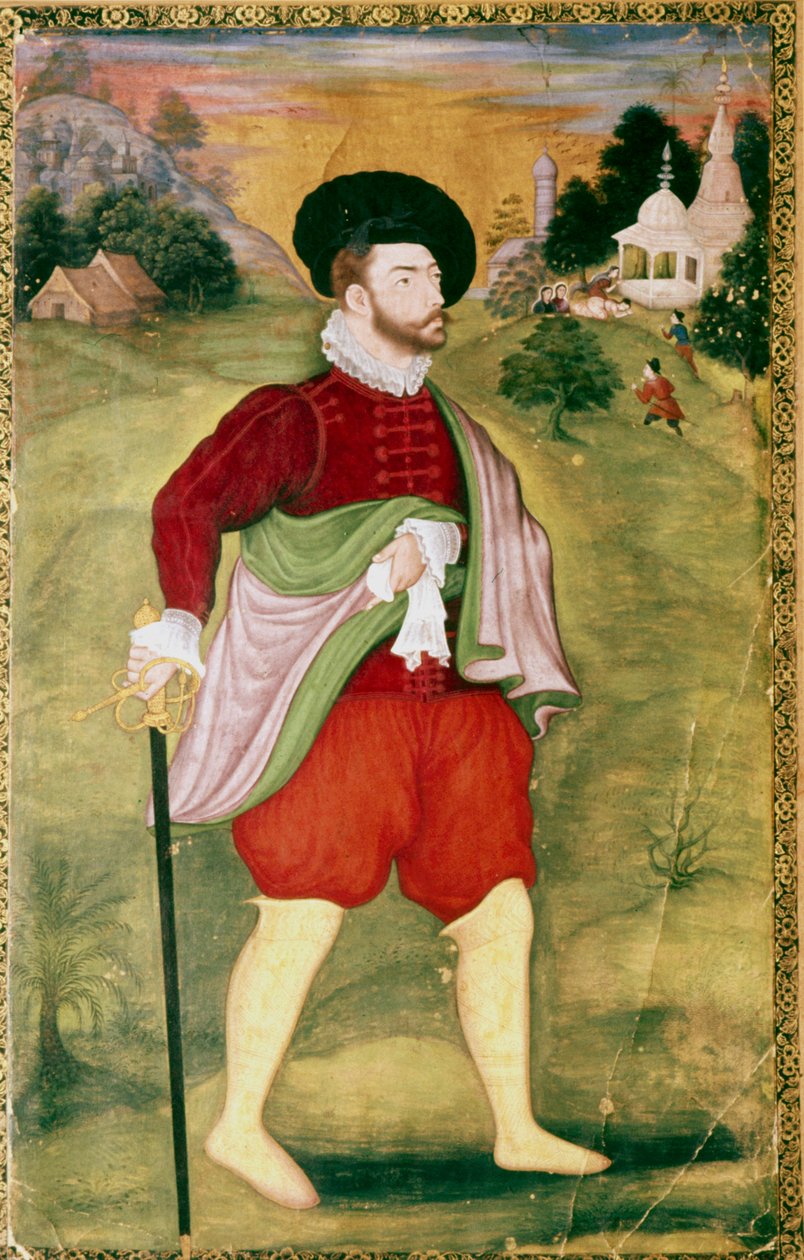 Eurooppalaisen muotokuva, Mughal-koulu, Akbar-kausi, 1500-luvun loppu tekijältä Unbekannt
