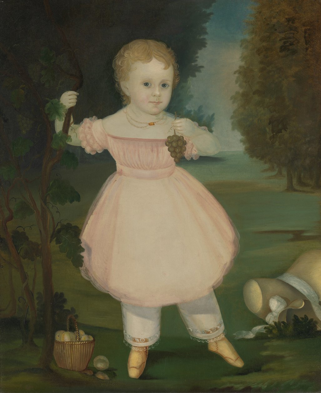 Rypäleitä poimivan pienen tytön muotokuva, 1840-50. tekijältä Unbekannt