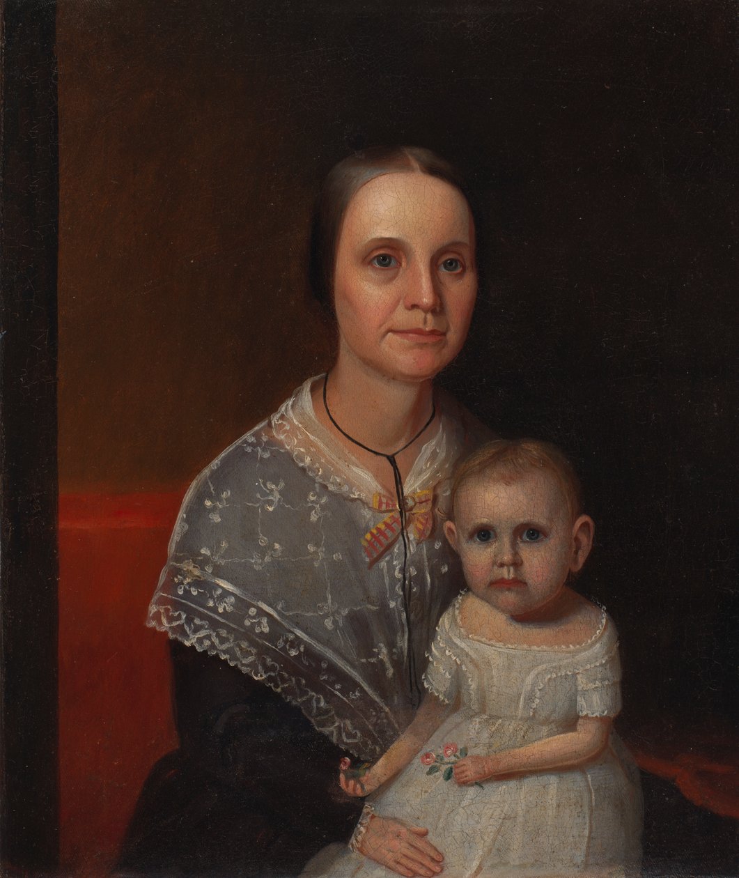 Muotokuva äidistä ja lapsesta, n. 1850. tekijältä Unbekannt