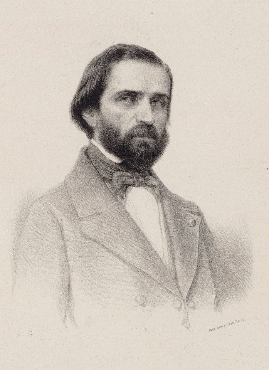 Säveltäjä Giuseppe Verdin muotokuva 1813-1901, n. 1850. tekijältä Unbekannt