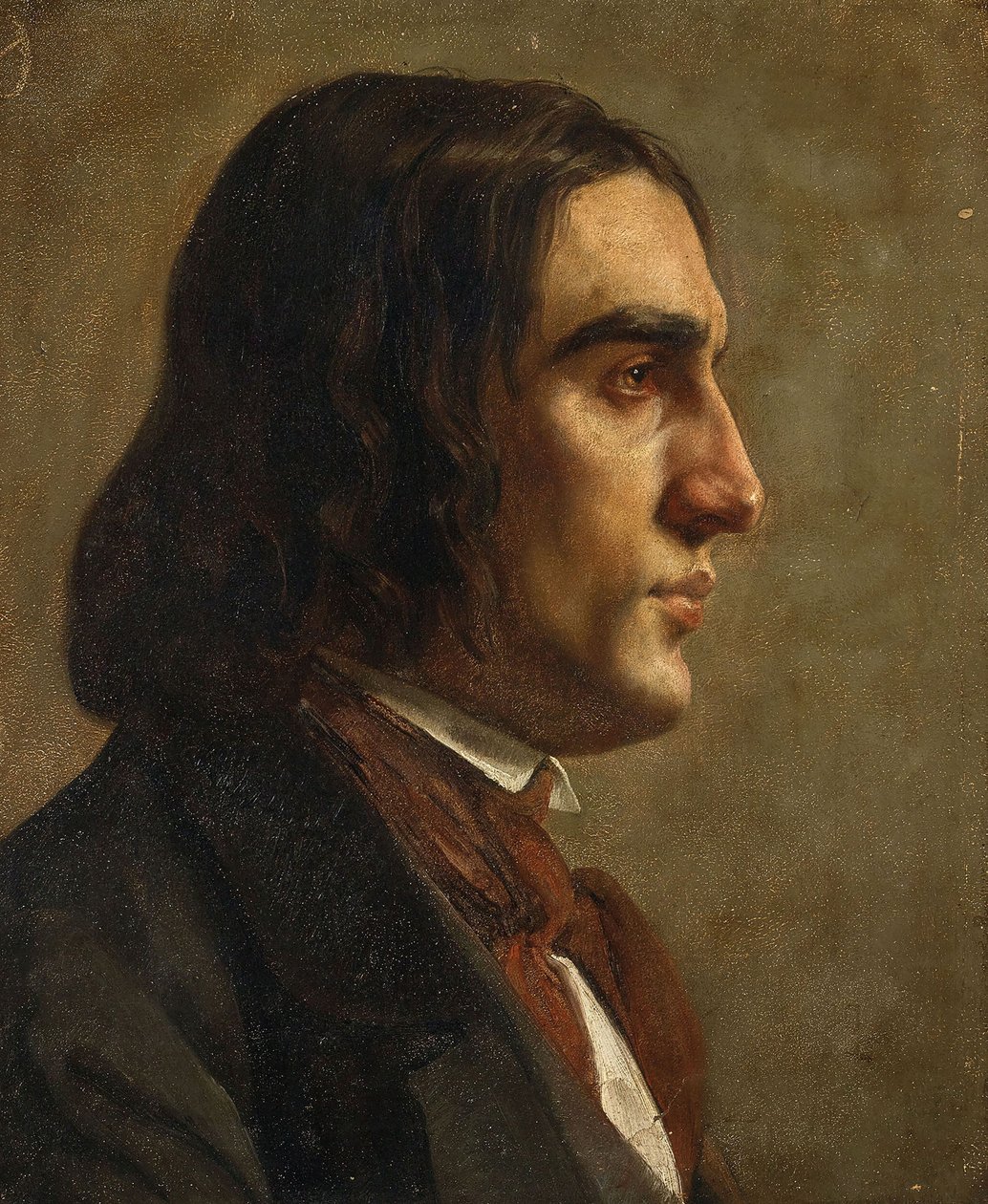 Säveltäjä Robert Schumannin muotokuva 1810-1856, n. 1840. tekijältä Unbekannt