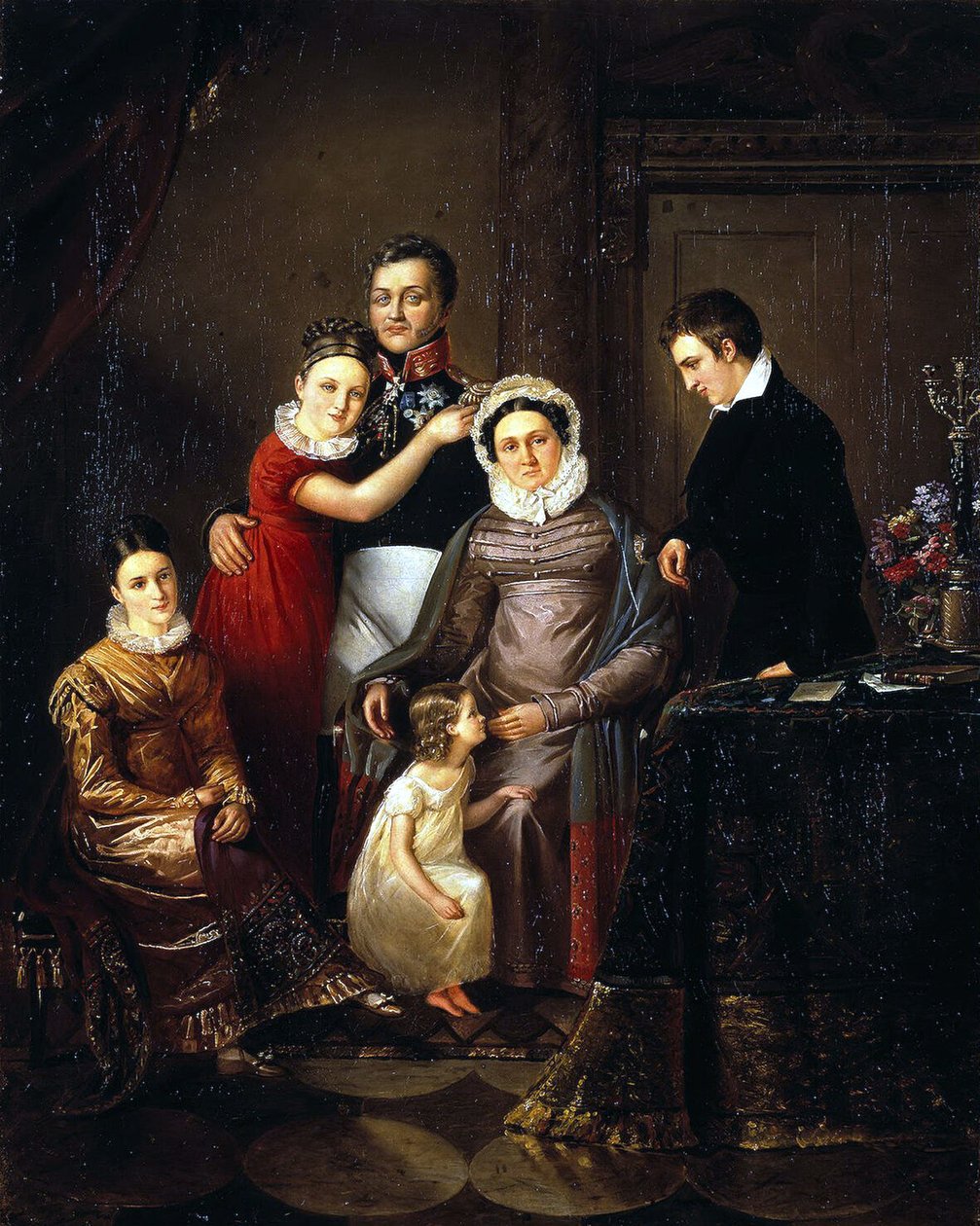 Prinssi Nikolai Repnin-Volkonskyn perheen muotokuva, 1820-luku tekijältä Unbekannt