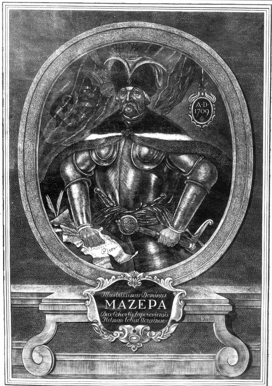 Hetmani Ivan Mazepan muotokuva 1639-1709, 1709 tekijältä Unbekannt