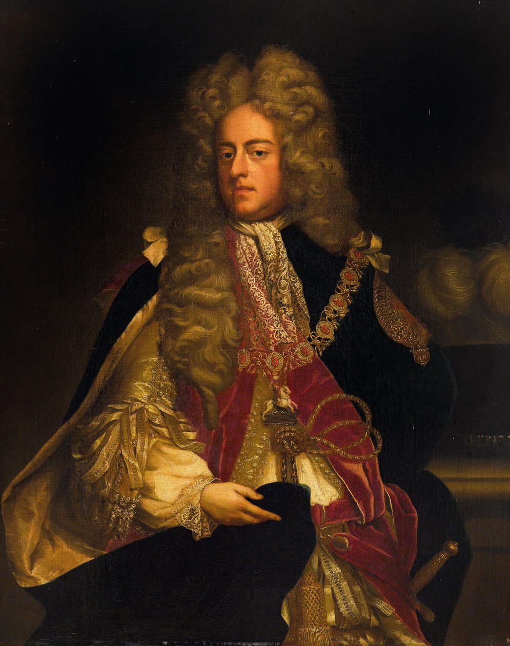 Ison-Britannian kuninkaan George I:n muotokuva 1660-1727, 1700-luvun ensimmäinen kolmannes. tekijältä Unbekannt