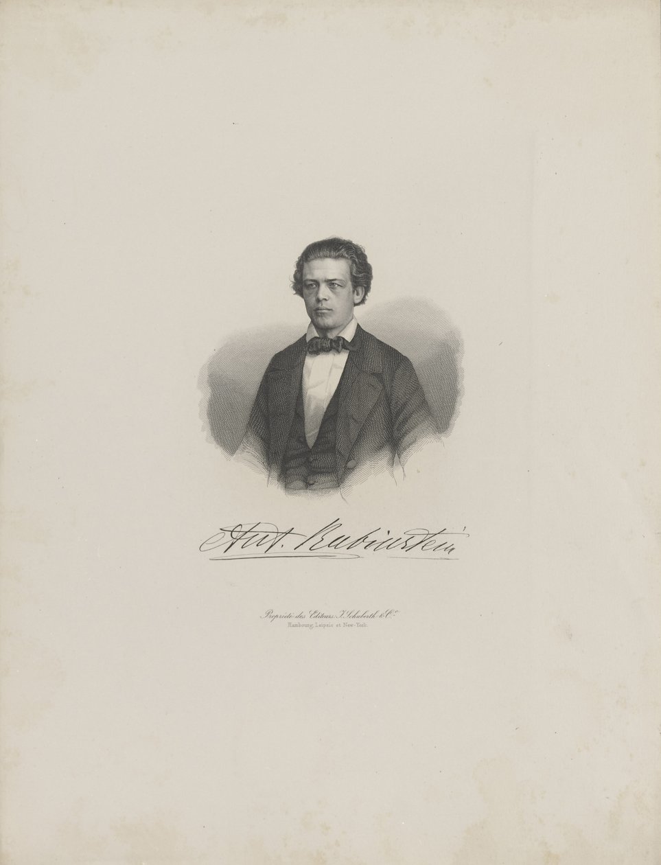 Säveltäjä Anton Rubinsteinin muotokuva 1829-1894, n. 1850. tekijältä Unbekannt