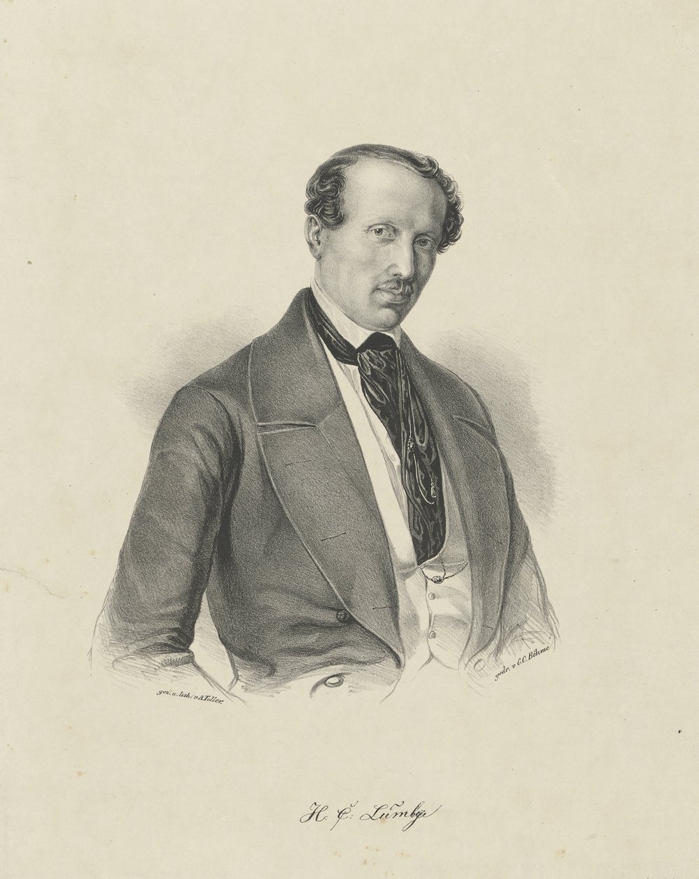 Muotokuva säveltäjä Hans Christian Lumbyesta 1810-1874 n. 1850. tekijältä Unbekannt