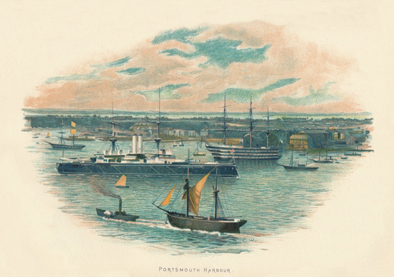 Portsmouthin satama, c1890 tekijältä Unbekannt