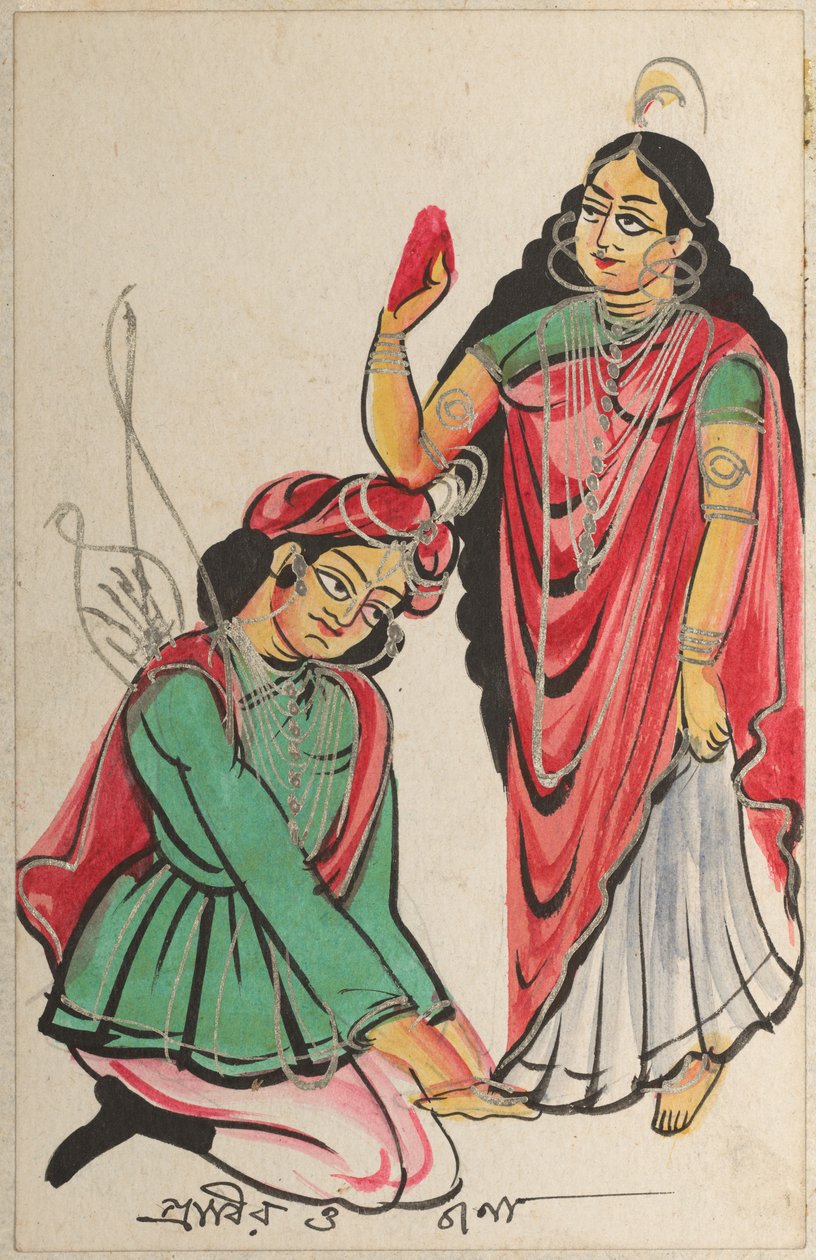 Pravira polvistumassa Janan jaloissa, 1800-luku. tekijältä Unbekannt