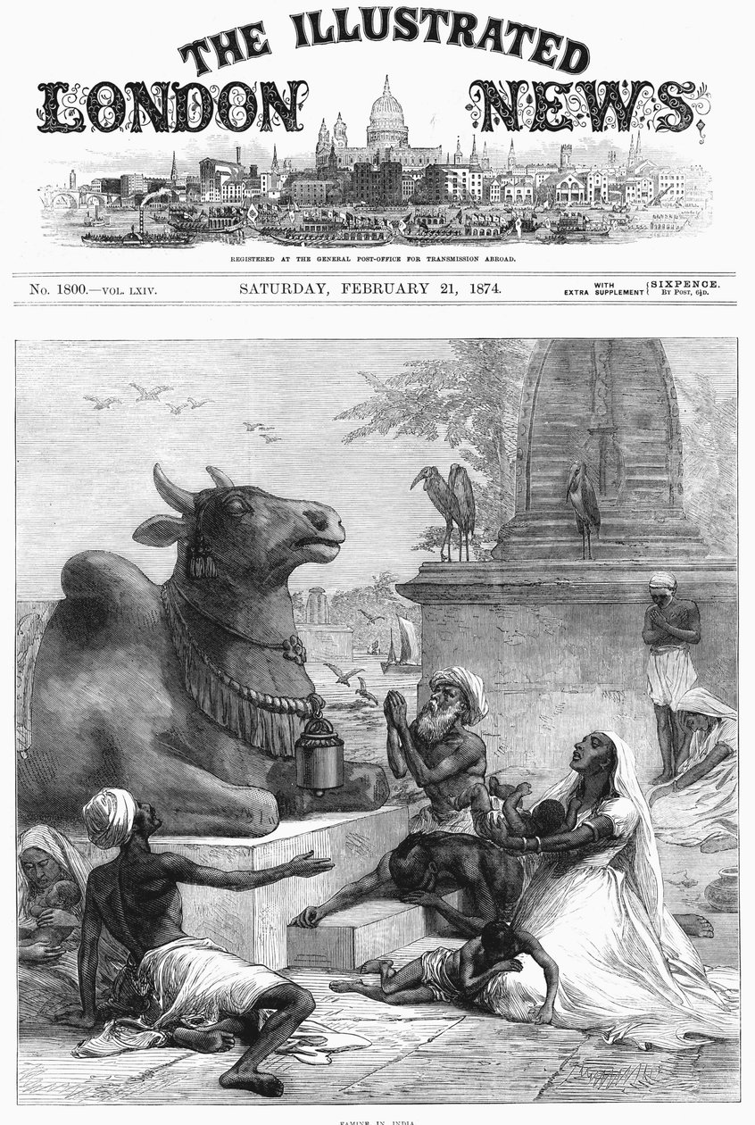 Rukoilemme Nandilta apua nälänhädästä, Bengalissa, Intiassa, 1874 tekijältä Unbekannt