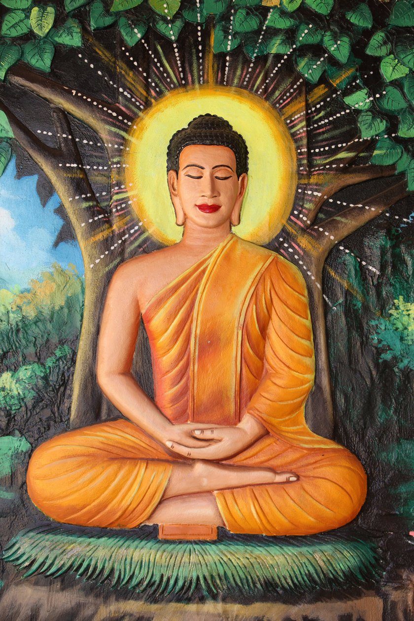 Preah Prom Rathin luostari. Buddhan elämä. Meditaatio lootuksenkukkasta. Siem Reap Kambodža tekijältä Unbekannt