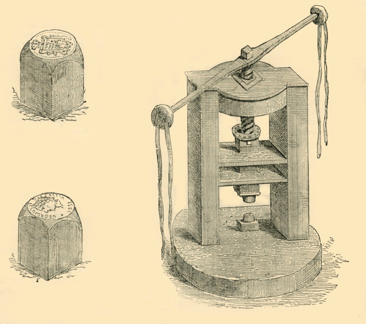 Press and Dies Aiemmin käytetty rahapajassa, c1872. tekijältä Unbekannt