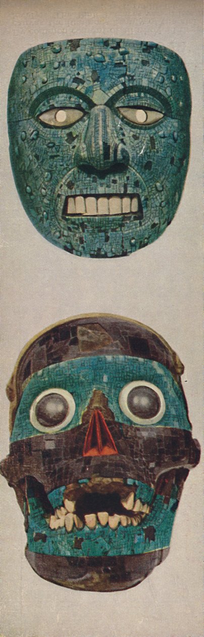 Primitiiviset kulttuurit rituaali- ja juhlanaamioissa - Quetzalcoatl ja Tezcatlipocaa, c1935 tekijältä Unbekannt