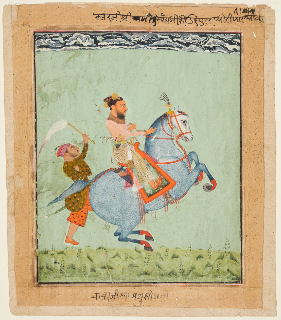 Prinssi Mathu Singh sinisellä hevosella, n. 1720. tekijältä Unbekannt
