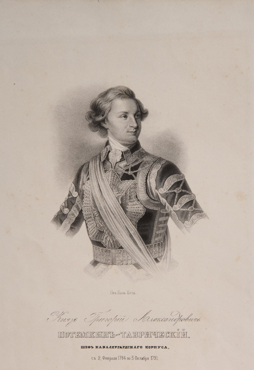 Taurisin prinssi Grigori A. Potyomkin 1739-1791 ritarikaartin päällikkönä, 1790-luvun loppu tekijältä Unbekannt