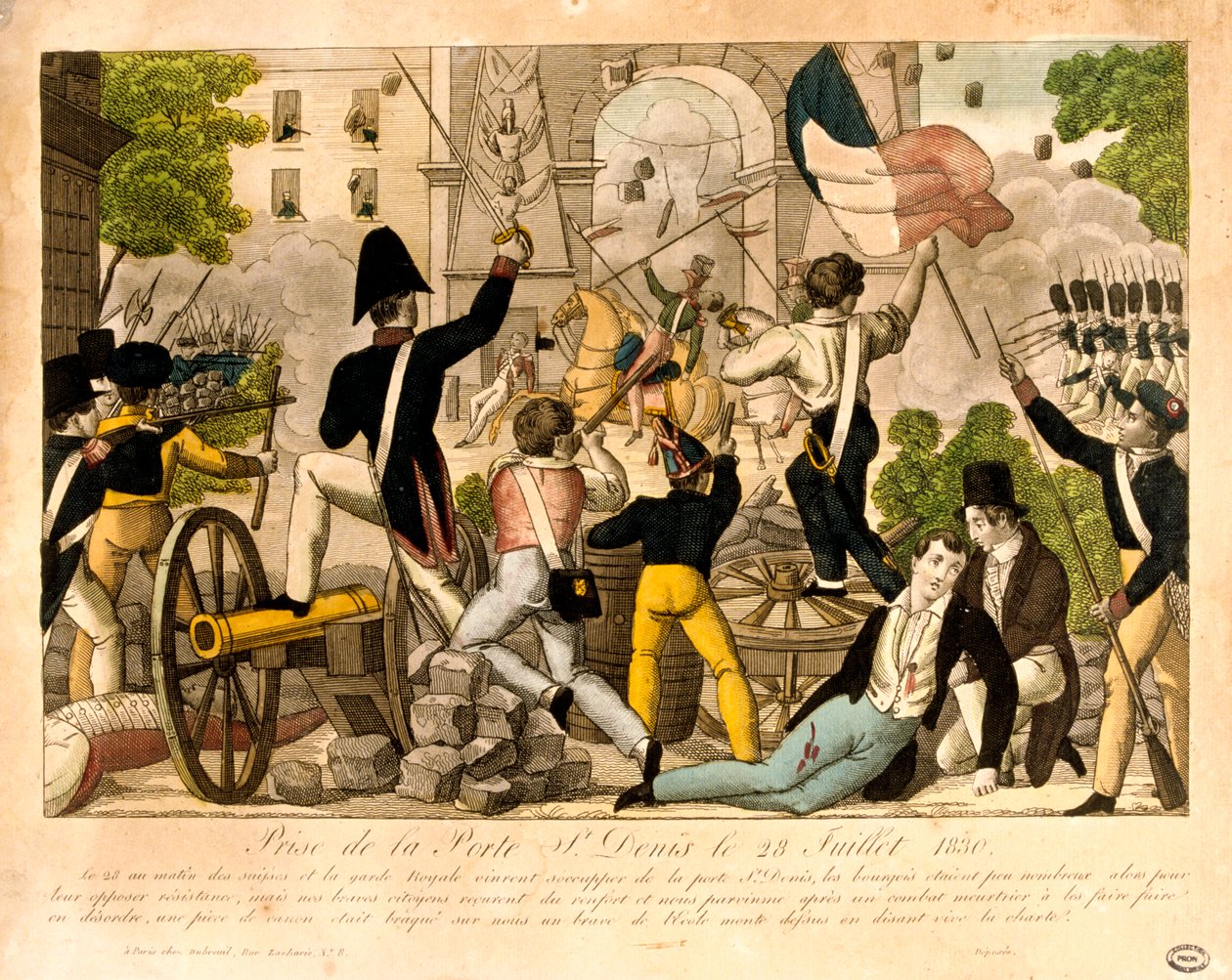 Porte St Denisin myrsky 28. heinäkuuta 1830, 1830 vallankumous, Pariisi tekijältä Unbekannt