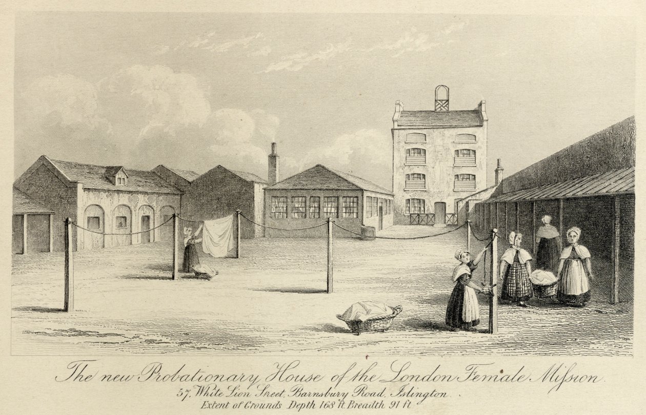 Lontoon naislähetystön koeaikatalo, 57 White Lion Street, Islington, Lontoo, n. 1836. tekijältä Unbekannt