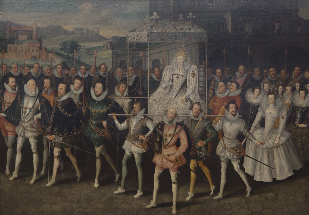Kuningatar Elisabetin kulkue muotokuva, noin 1600-1603 tekijältä Unbekannt