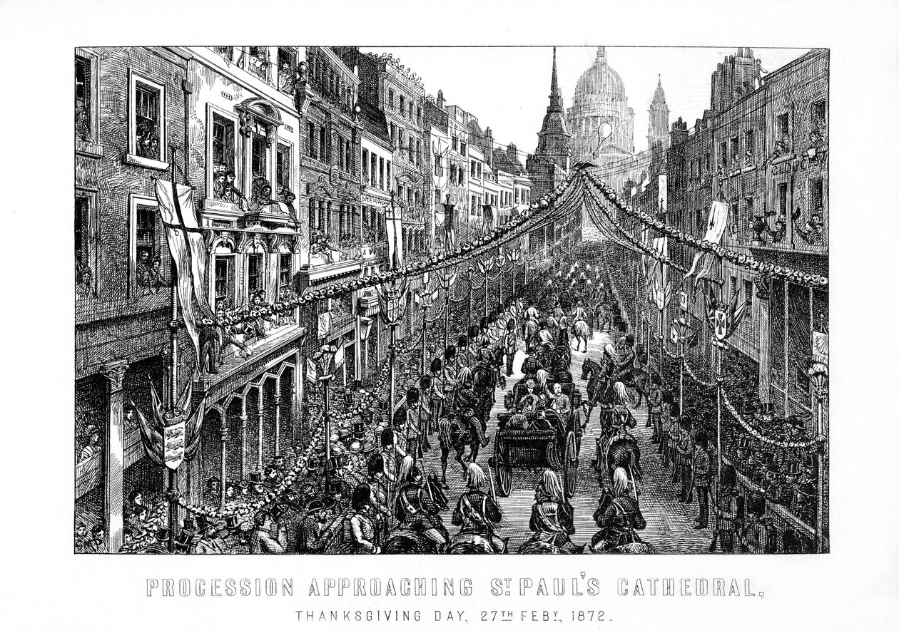 Kulkue lähestyy St Paulin katedraalia, kiitospäivä, 27. helmikuuta 1872, 1899 tekijältä Unbekannt