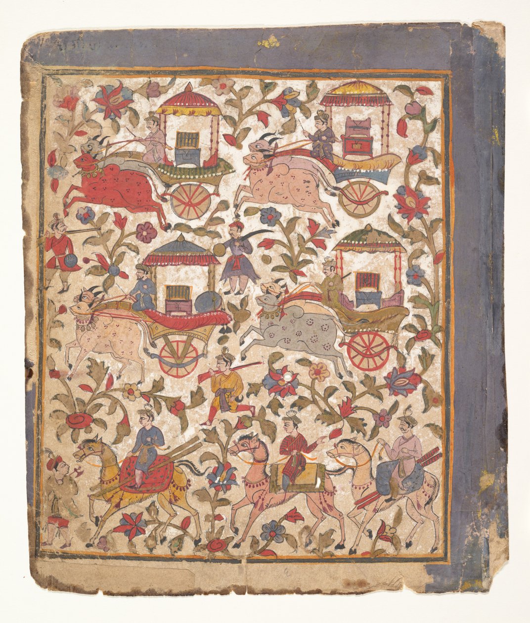 Kärryjen kulkue, jotka kantavat saalista... hajallaan olevasta Bhagavata Purana -käsikirjoituksesta, c1640-50. tekijältä Unbekannt