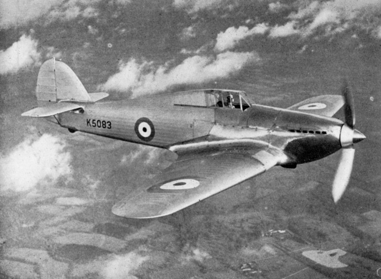 Lentoluutnantti PWS Bulman testasi prototyyppiä Hawker Hurricane, c1935 1941 tekijältä Unbekannt