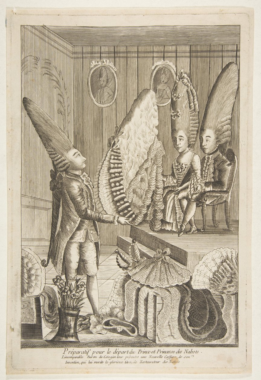 Nabottien prinssin ja prinsessan lähtövalmistelut. Verraton Baron..., 1700-luku. tekijältä Unbekannt