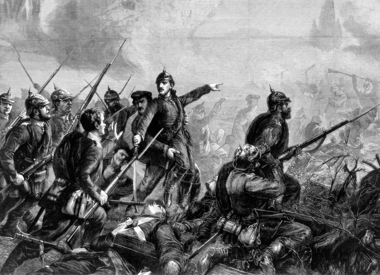 Preussin jalkaväki hyökkäyksessä, Ranskan ja Preussin sota, 1870 tekijältä Unbekannt