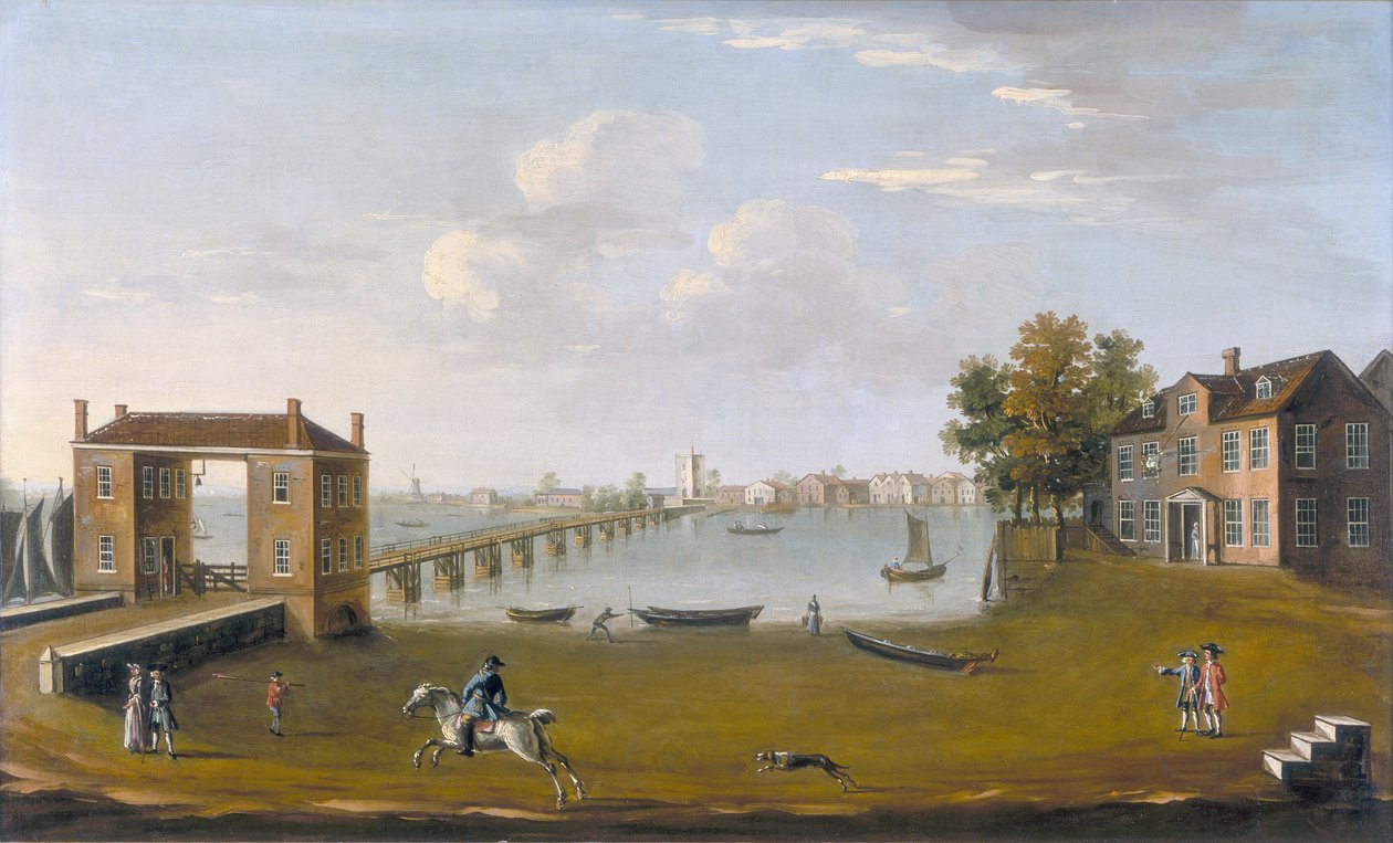 "Putney Bridge and Village Fulhamista", c1750 tekijältä Unbekannt